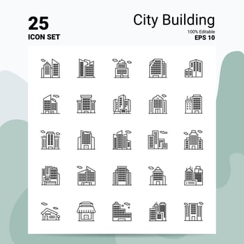 25 City Building Icon Set 100 Editable EPS 10 Files Business Logo Concept Ideas Line icon design vector