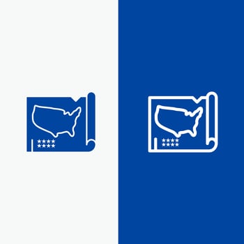 Map States United Usa Line and Glyph Solid icon Blue banner Line and Glyph Solid icon Blue banner vector