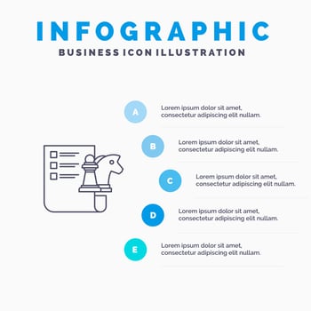 Chess Business Strategy Planning Line icon with 5 steps presentation infographics Background vector