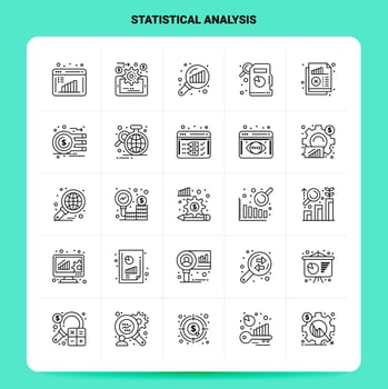 OutLine 25 Statistical Analysis Icon set Vector Line Style Design Black Icons Set Linear pictogram pack Web and Mobile Business ideas design Vector Illustration