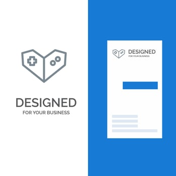 Gamepad Videogame PlayStation Grey Logo Design and Business Card Template vector