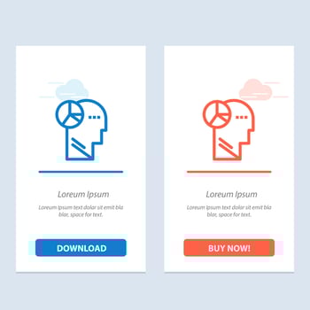 Graph Head Mind Thinking  Blue and Red Download and Buy Now web Widget Card Template vector
