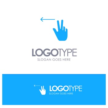 Fingers Gesture Left Blue Solid Logo with place for tagline vector