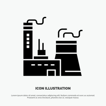Building Construction Factory Industry solid Glyph Icon vector