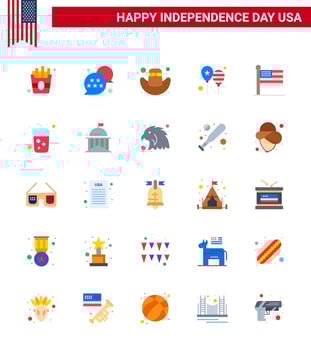25 Flat Signs for USA Independence Day united flag cap america flag day Editable USA Day Vector Design Elements