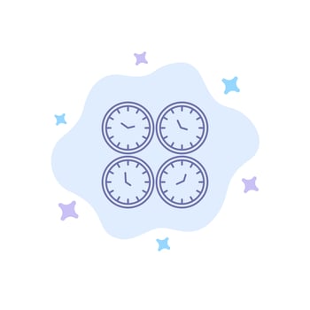 Clock Business Clocks Office Clocks Time Zone Wall Clocks World Time Blue Icon on Abstract Cloud Background vector