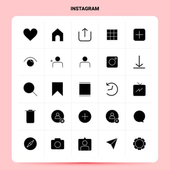 Solid 25 Instagram Icon set Vector Glyph Style Design Black Icons Set Web and Mobile Business ideas design Vector Illustration