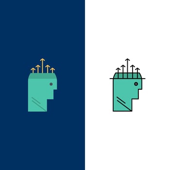 Hand Hypnosis Data Psychology  Icons Flat and Line Filled Icon Set Vector Blue Background