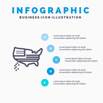 American Map Thanksgiving Usa Line icon with 5 steps presentation infographics Background vector