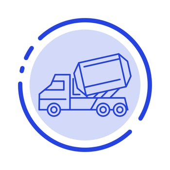 Truck Cement Construction Vehicle Roller Blue Dotted Line Line Icon vector