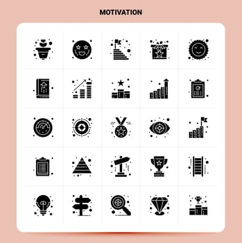 Solid 25 Motivation Icon set Vector Glyph Style Design Black Icons Set Web and Mobile Business ideas design Vector Illustration