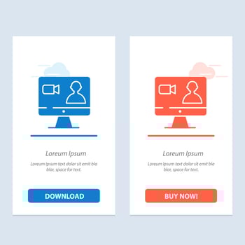 Job Search Internet Computer  Blue and Red Download and Buy Now web Widget Card Template vector