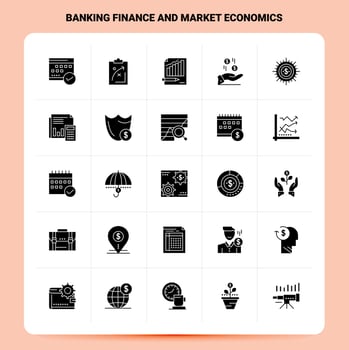 Solid 25 Banking Finance and Market Economics Icon set Vector Glyph Style Design Black Icons Set Web and Mobile Business ideas design Vector Illustration