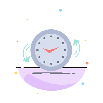 Backup clock clockwise counter time Flat Color Icon Vector