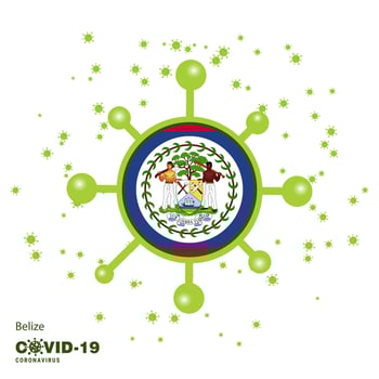 Belize Coronavius Flag Awareness Background Stay home Stay Healthy Take care of your own health Pray for Country vector