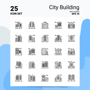 25 City Building Icon Set 100 Editable EPS 10 Files Business Logo Concept Ideas Line icon design vector
