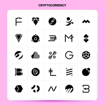 Solid 25 Cryptocurrency Icon set Vector Glyph Style Design Black Icons Set Web and Mobile Business ideas design Vector Illustration