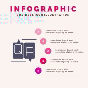 Chat Comment Education Message Solid Icon Infographics 5 Steps Presentation Background vector