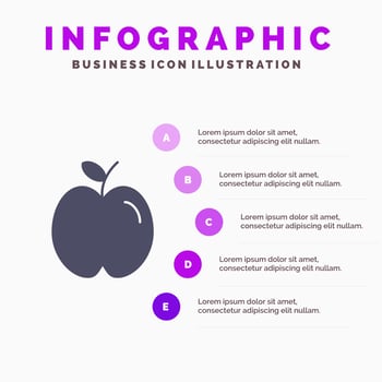 Apple Education School Study Solid Icon Infographics 5 Steps Presentation Background vector