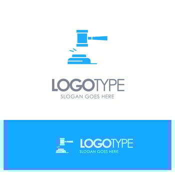 Action Auction Court Gavel Hammer Judge Law Legal Blue Solid Logo with place for tagline vector