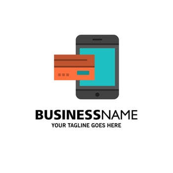 Payment Bank Banking Card Credit Mobile Money Smartphone Business Logo Template Flat Color vector