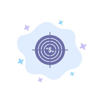 Target Aim Business Cash Financial Funds Hunting Money Blue Icon on Abstract Cloud Background vector