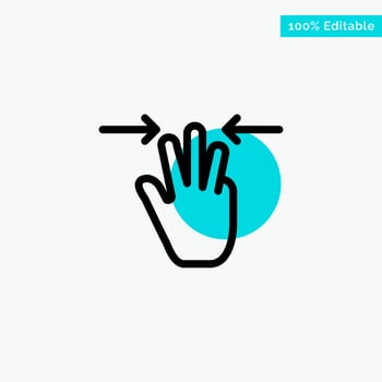 Gestures Hand Mobile Three Fingers turquoise highlight circle point Vector icon
