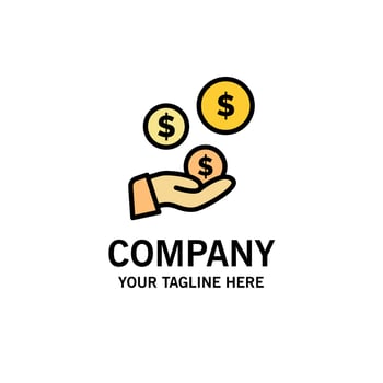 tech Industry Hand Dollar Industry Business Logo Template Flat Color vector