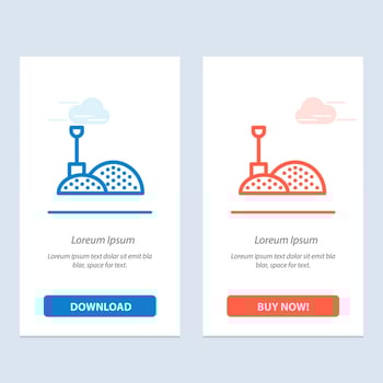 Construction Shovel Tools  Blue and Red Download and Buy Now web Widget Card Template vector