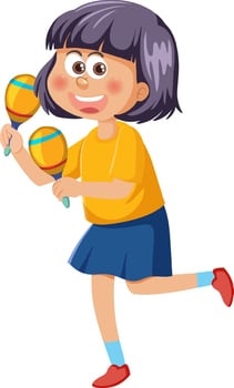 Happy girl playing maracas vector