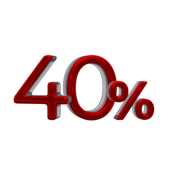 40 percent 3D number with red color png