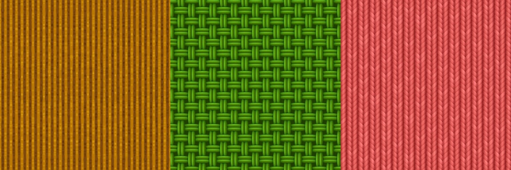 Textures of woven fabric, corduroy and knit vector