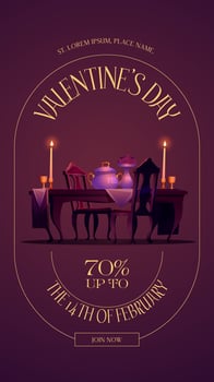 Valentines day poster with sale special offer vector