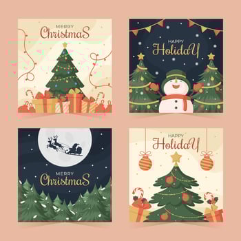 Christmas Tree Greeting Cards vector