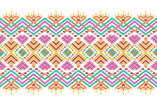 Colorful geometric ethnic seamless pattern design for wallpaper, background, fabric, curtain, carpet, clothing, and wrapping. vector