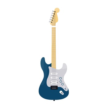 Electric guitar isolated on white background. Musical instrument. Flat vector illustration.