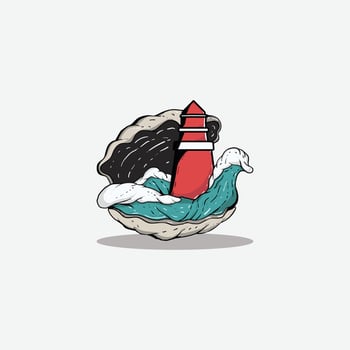 lighthouse illustration and nature in the ocean vector