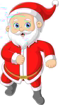 The Santa claus is very happy and performing dance in front of children vector