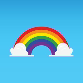 Rainbow with cloud on blue sky vector