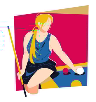 beautiful girl playing billiards. suitable for recreational themes, games, hobbies, etc. flat vector illustration