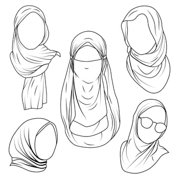 hijab woman outline design. collection of hijab women's line logos vector