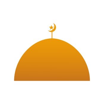 Mosque dome with moon and star icon on white background. Vector illustration. EPS 10.