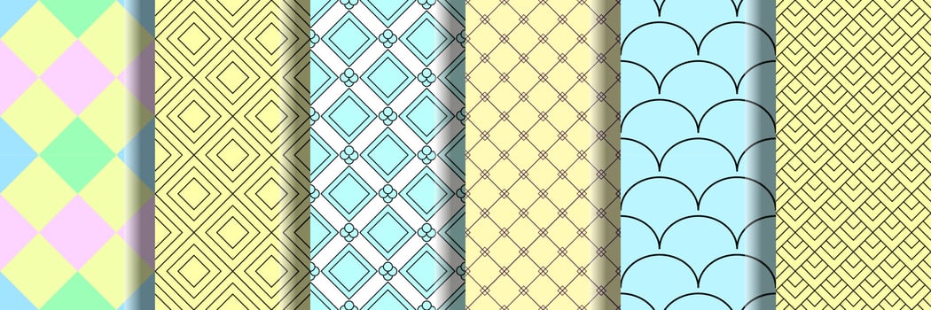 Pack of colorful seamless vector patterns of geometrical elements