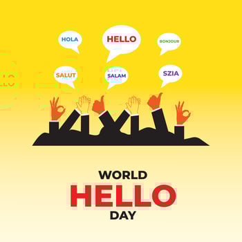 World hello day. November 21. world hello day with different languages. Template for background, banner, card, poster. Vector illustration.