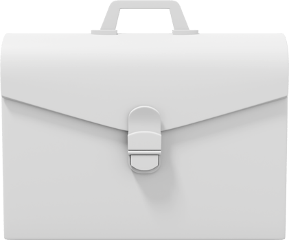 White Briefcase Side Front. PNG icon on transparent background. Business portfolio. 3D rendering.