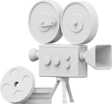 Vintage white cartoon style movie camera. Funny retro video camera. 3D rendering. PNG icon on transparent background