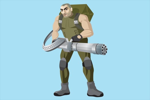 war soldiers with automatic weapons. assault weapons, strong army vector