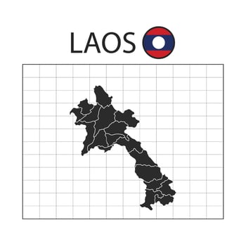 country map of laos with nation flag vector
