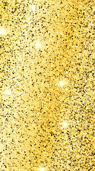 Golden glittering background with gold sparkles and glitter effect. Stories banner design. Empty space for your text. Vector illustration