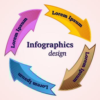 Modern vector infographic template with arrows arranged in a circle. Business infographics design template.